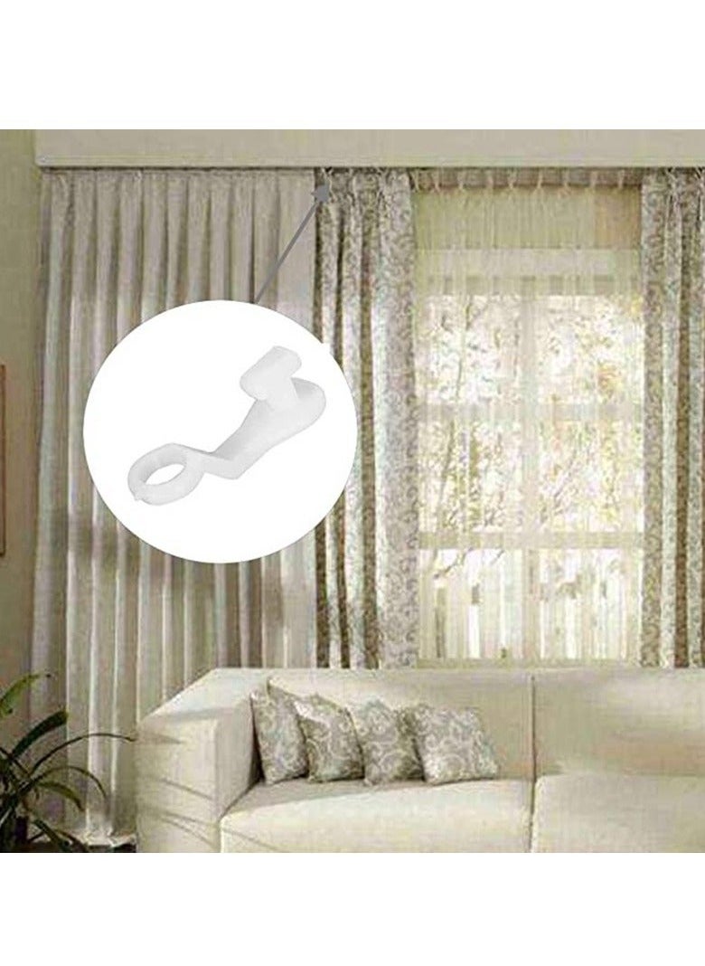 Y&D - 100 Pcs Curtain Hooks Plastic White Gliders Shower Rings and for Smooth Easy Opening Closing 2.7x0.8cm - Image 1