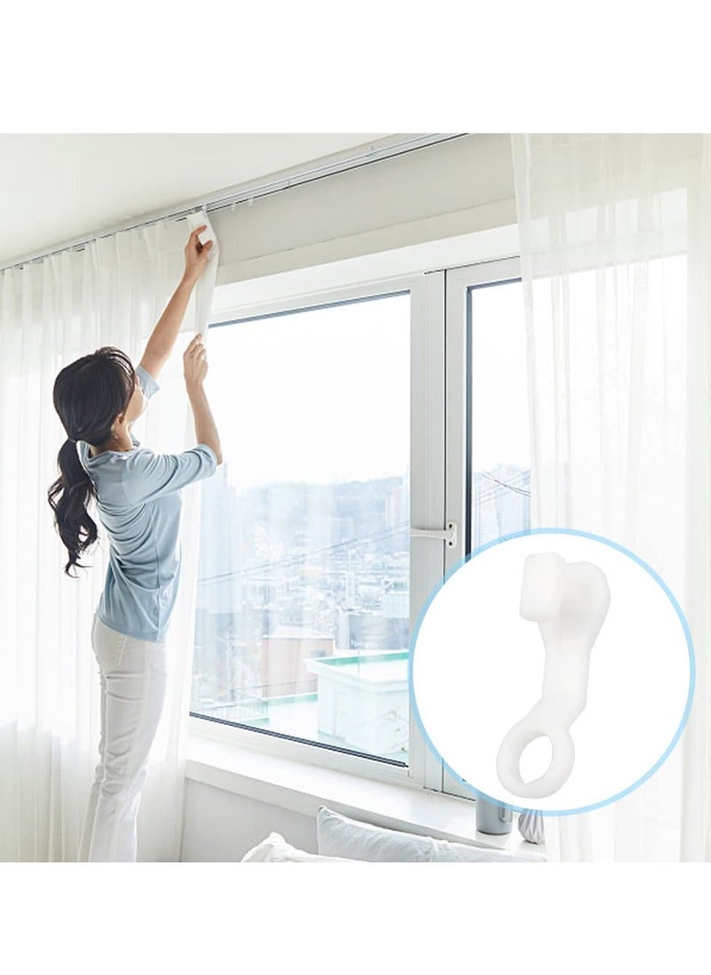Y&D - 100 Pcs Curtain Hooks Plastic White Gliders Shower Rings and for Smooth Easy Opening Closing 2.7x0.8cm - Image 1