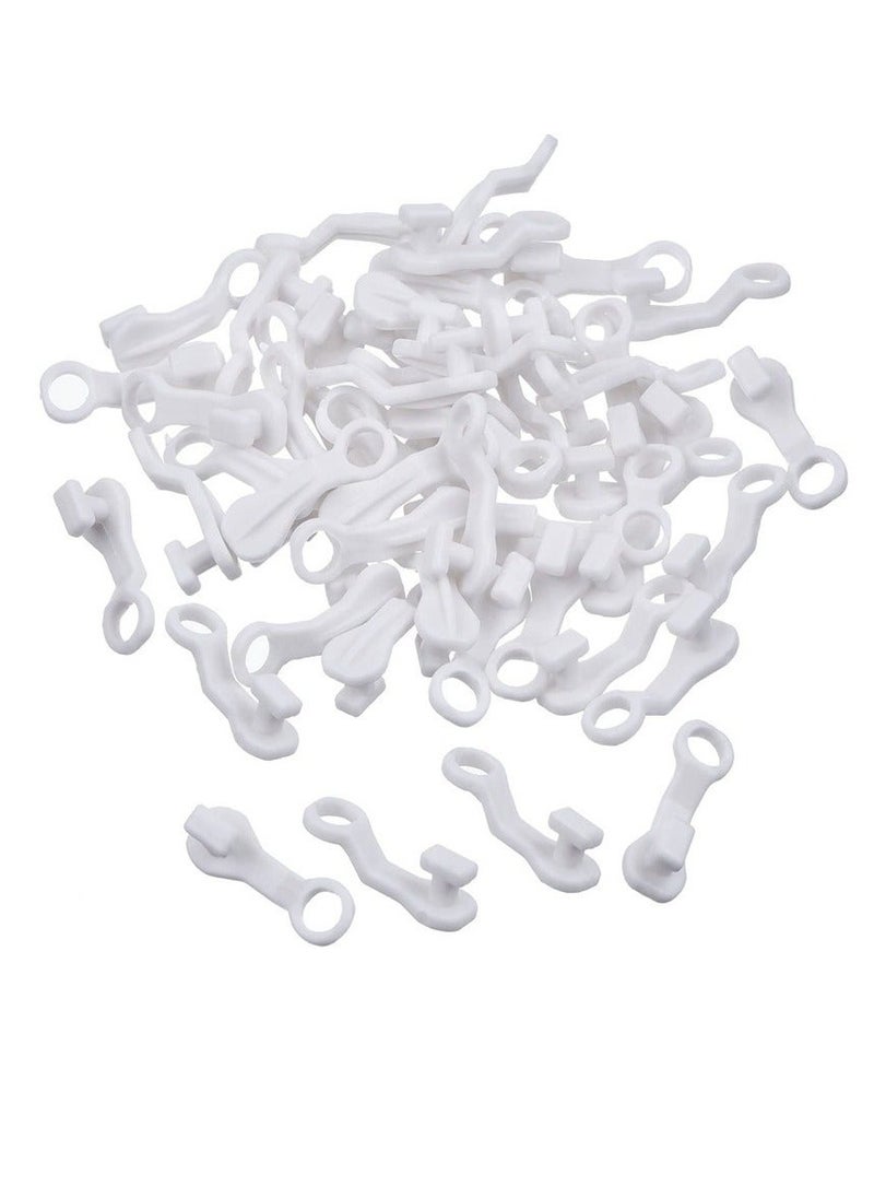 Y&D - 100 Pcs Curtain Hooks Plastic White Gliders Shower Rings and for Smooth Easy Opening Closing 2.7x0.8cm - Image 1