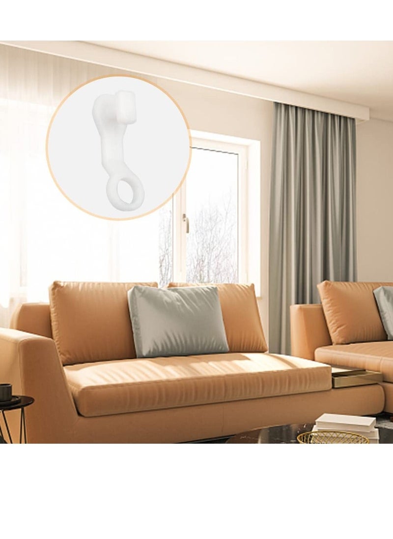 Y&D - 100 Pcs Curtain Hooks Plastic White Gliders Shower Rings and for Smooth Easy Opening Closing 2.7x0.8cm - Image 1