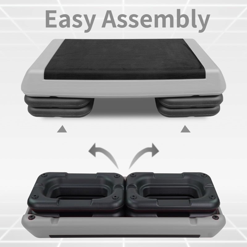 HooKung Adjustable Aerobic Stepper Workout Step with 4 Risers Fitness & Exercise Platform Trainer - Image 3