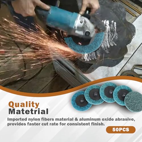 kimllier 50Pcs 2 Inch Blue Quick Change Surface Prep Conditioning Discs, R-Type Fine Disc for Cleaning, Finishing and Deburring on Metals - Image 3