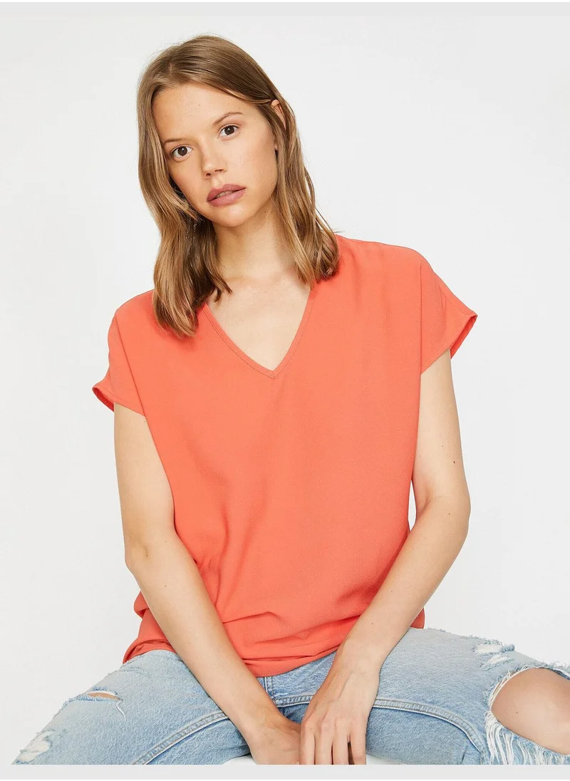 كوتون V Neck Blouse