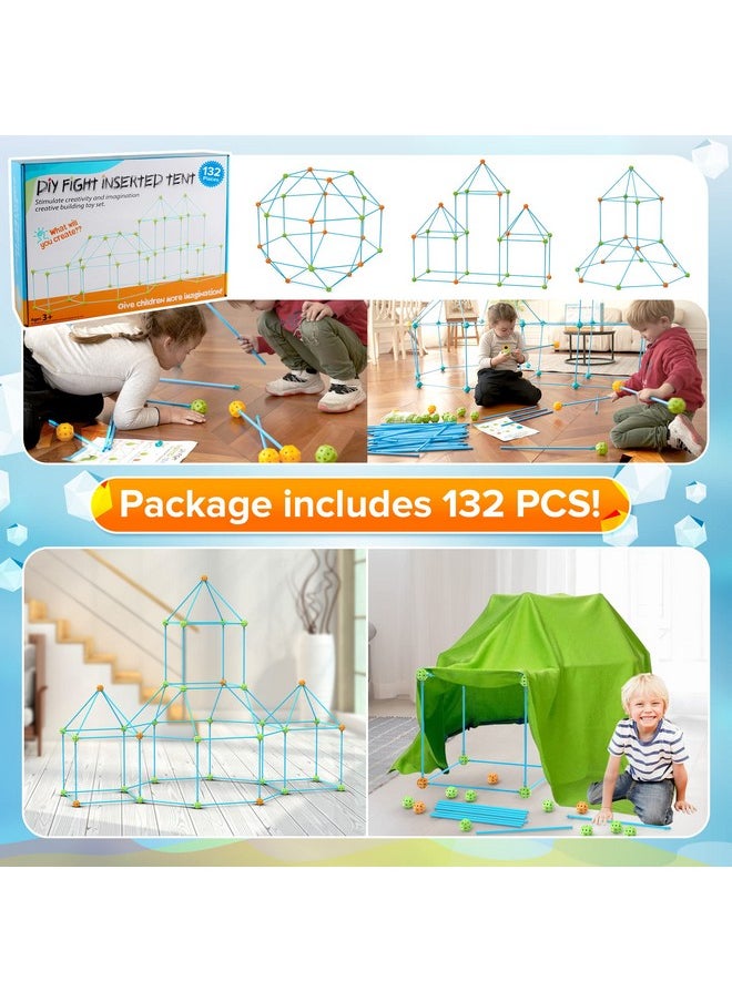 STLOVe - Fort Building Kit 132 Pieces Fort Building Set Educational Construction Toys For Kids 48 Years Old Boys & Girls Indooroutdoors Activity Creative For Kids - Image 1