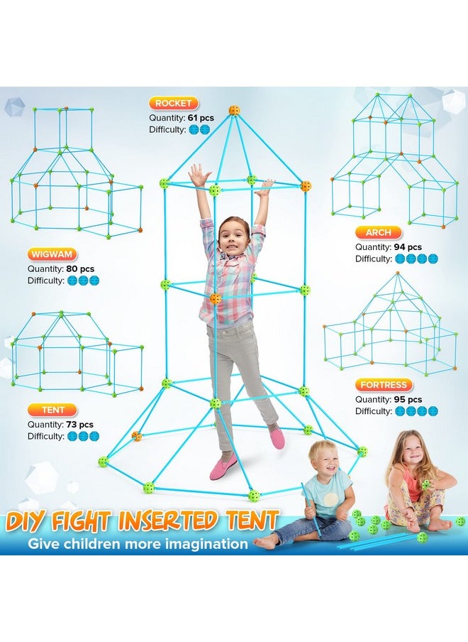 STLOVe - Fort Building Kit 132 Pieces Fort Building Set Educational Construction Toys For Kids 48 Years Old Boys & Girls Indooroutdoors Activity Creative For Kids - Image 1