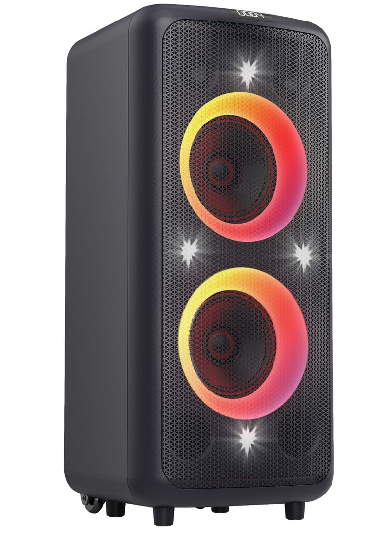 F&D F&D PA300 100 Watt Party Bluetooth Trolley Speaker With Multi Color Decorative LED Lights\ Wireless Mic\Remote Control/FM Radio /Aux in/USB/Optical  - Image 2