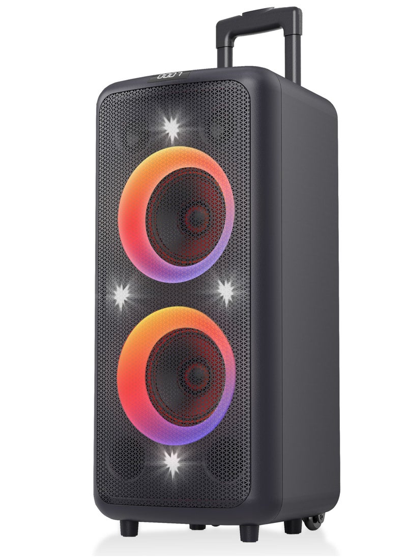F&D F&D PA300 100 Watt Party Bluetooth Trolley Speaker With Multi Color Decorative LED Lights\ Wireless Mic\Remote Control/FM Radio /Aux in/USB/Optical  - Image 1