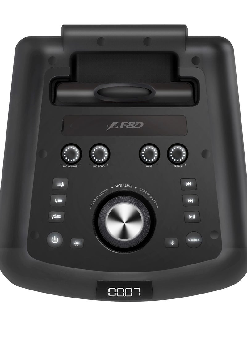 F&D F&D PA300 100 Watt Party Bluetooth Trolley Speaker With Multi Color Decorative LED Lights\ Wireless Mic\Remote Control/FM Radio /Aux in/USB/Optical  - Image 3