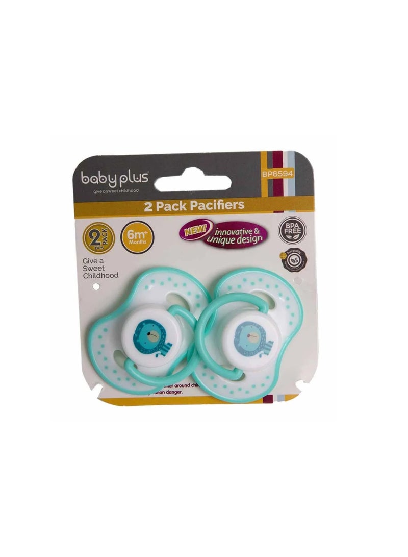 2 Pack Pacifiers Classic Plastic Silicone Pacifier For Infants And Babies, 2Pcs 6-36 Months Green And White