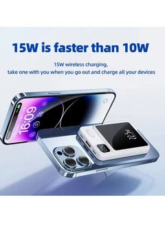 xinzhen P110 Power Bank 5000mAh Magnetic Wireless Charger, 22.5W Fast Charging, Type-C, LED Display, Ultra Slim, Portable for Outdoor Use Black  - Image 5