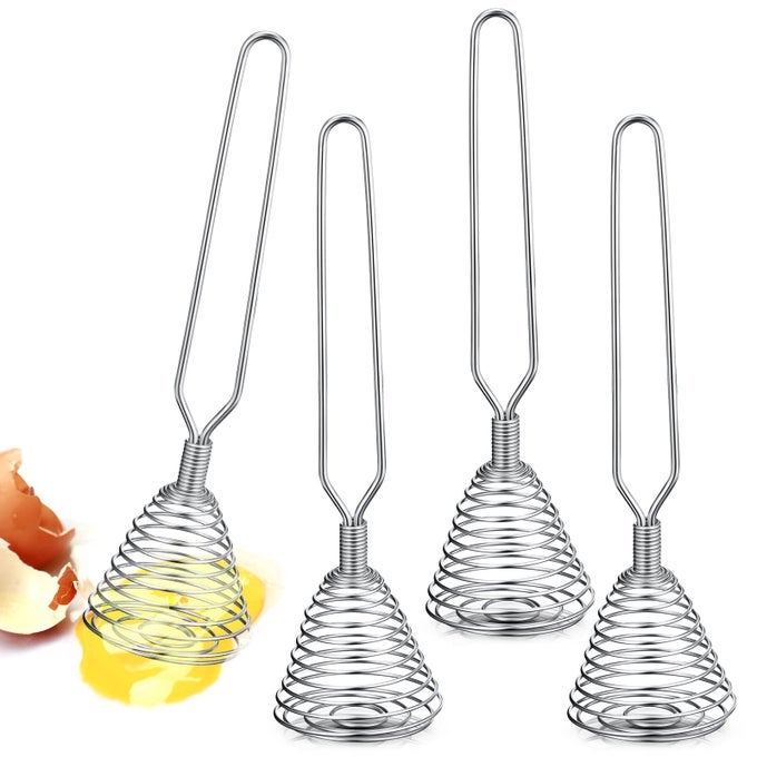 4 PIECES STAINLESS STEEL FRENCH STYLE SPRING WHISK 846 INCHES X 197 INCHES SILVER