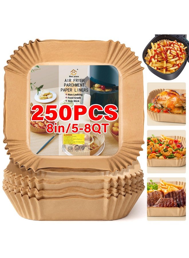 Air Fryer Liners Disposable,250pcs Non-stick Disposable Airfryer Liners, 8 Inch Unbleached Parchment Paper, Square Air Fryer Paper Liners for 5-8QT Air Fryer, Baking