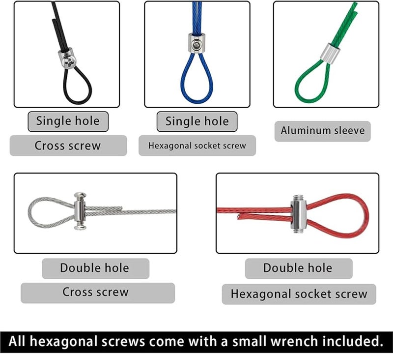 2mm Stainless Steel Wire Rope Kit 3M 2PCS Red for Hanging Lights Signs Boards - Image 5