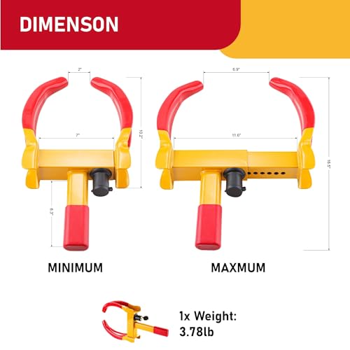 CARTMAN Heavy Duty Trailer Lock Wheel Clamp Universal Security Tire Lock Adjustable Anti Theft Lock for Trailers SUV Boats ATVs Motorcycles Golf Cart - Image 3
