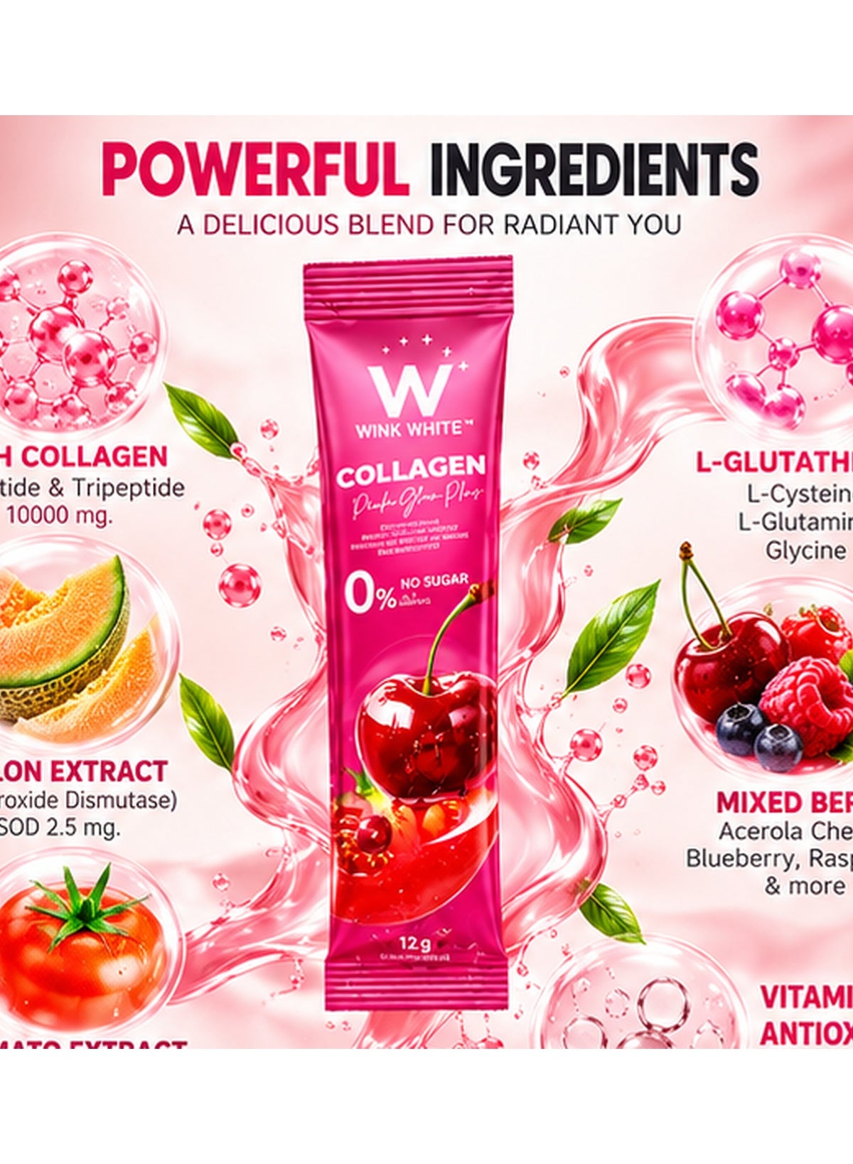 Wink White Collagen Pink Glow Plus Sachets 15Pcs