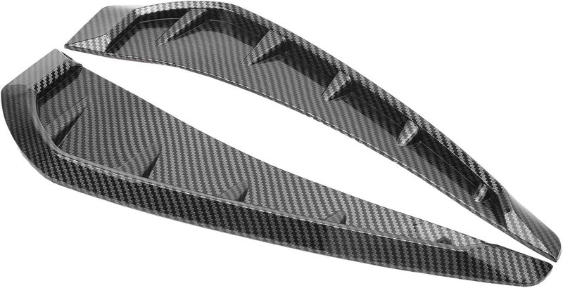 2Pcs Fender Vent Air Wing Cover Trim, Universal PU Rubber Side Decorative Trim with Black Carbon Pattern, Self - Adhesive Aerodynamic Ventilation Design for Car Fender - Image 4