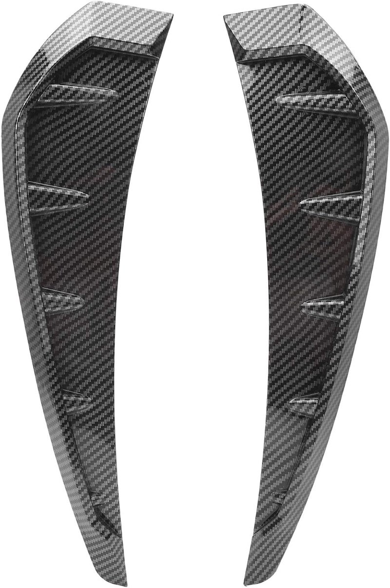 2Pcs Fender Vent Air Wing Cover Trim, Universal PU Rubber Side Decorative Trim with Black Carbon Pattern, Self - Adhesive Aerodynamic Ventilation Design for Car Fender - Image 2