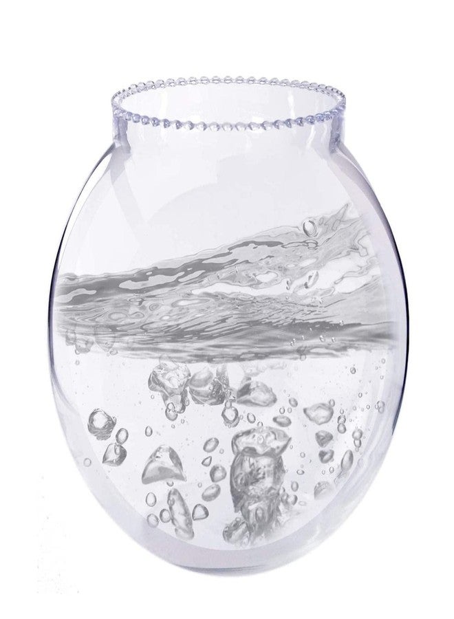 AYUTAS Crystal Clear Fish Bowl, Round Aquarium, Zig Zag Neck Collar Vase for Centre Table, Office & Home Decoration - Set of 1 Piece, 8 Inches - Image 3