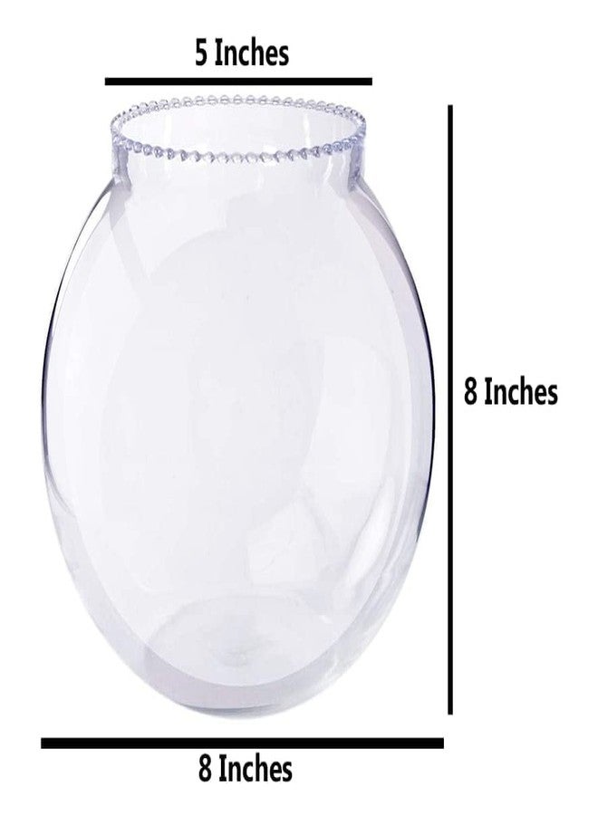 AYUTAS Crystal Clear Fish Bowl, Round Aquarium, Zig Zag Neck Collar Vase for Centre Table, Office & Home Decoration - Set of 1 Piece, 8 Inches - Image 2