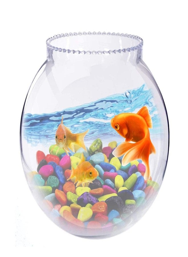 AYUTAS Crystal Clear Fish Bowl, Round Aquarium, Zig Zag Neck Collar Vase for Centre Table, Office & Home Decoration - Set of 1 Piece, 8 Inches - Image 1
