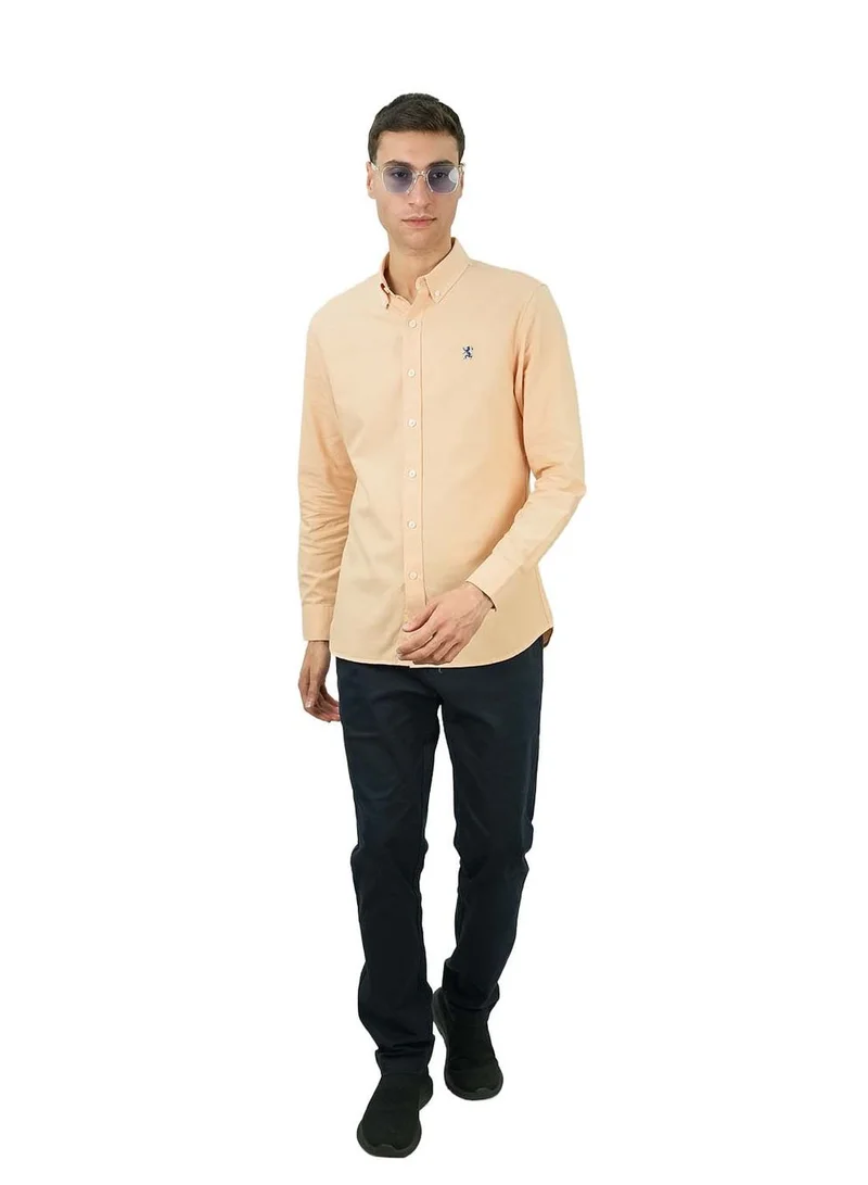 جيوردانو قميص رجالي قطن أكسفورد بأزرار كاملة وأكمام طويلة بقصة ضيقة