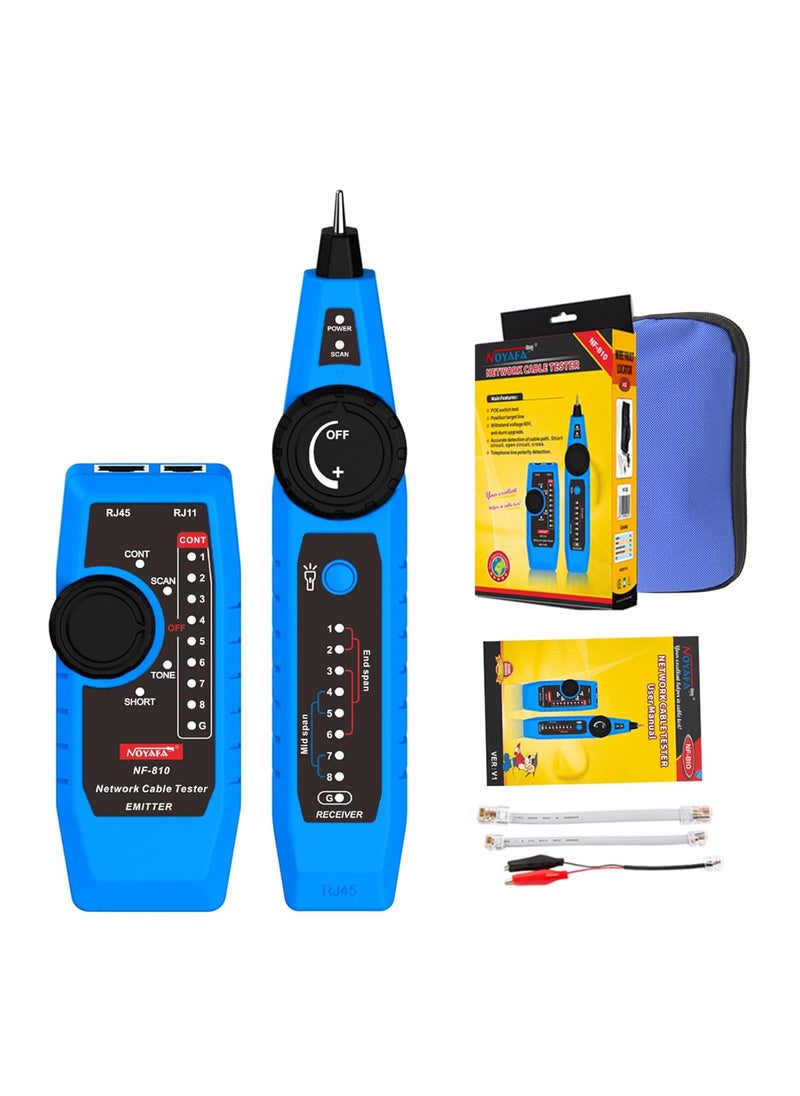 NOYAFA Noyafa NF810 Multifunctional Network Tester Ethernet LAN Network Wire Tracker with Telephone Line Tester Network line Scanning Power Cable Scanning and POE Switch Test Functions  - Image 1