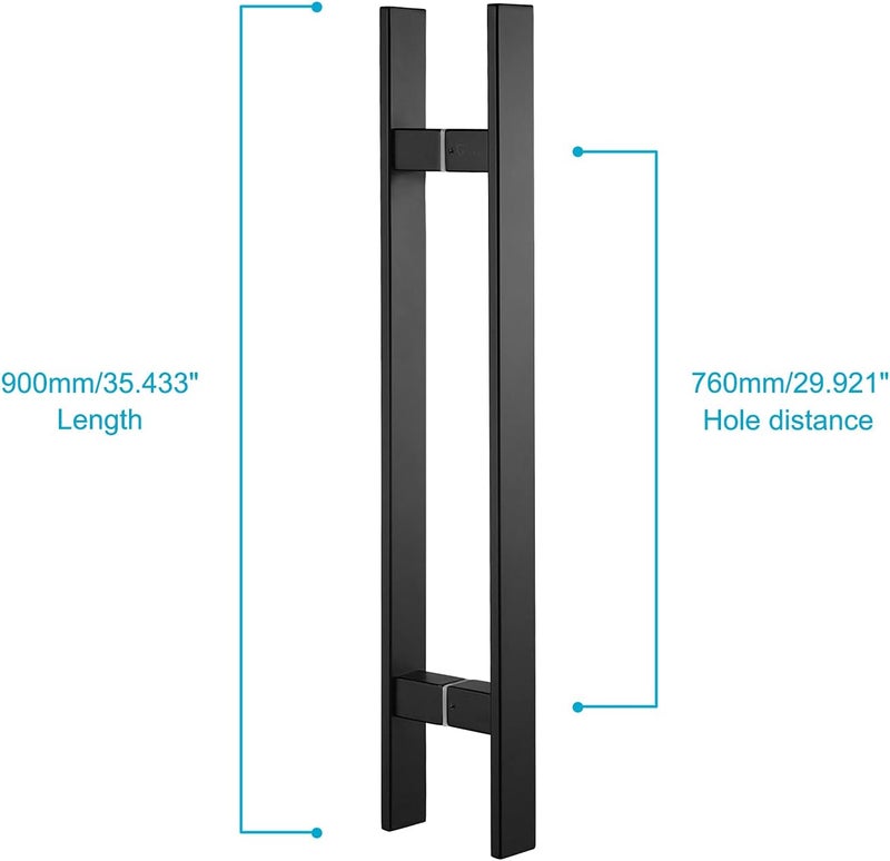 Togu TG-6018 36 inches Solid Standoffs Heavy-Duty Commercial Grade-304 Stainless Steel Push Pull Door Handle/Barn Door Pull Handle/Glass Pulls, Matte Black Finish - Image 1