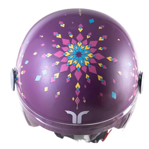 TVARRA Dreamcatcher Women’s Open Face Helmet with Printed Design, ISI Certified, Lightweight Material, Crafted for Women, Extreme Comfort fit with Clear Visor(Deep Purple,M) - Image 5
