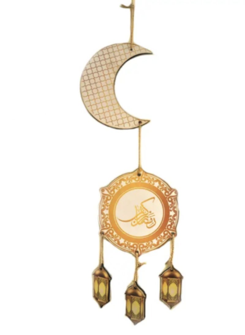 تعليقة حائط خشب شكل هلال ورمضان كريم