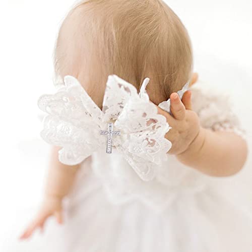BIBABLYKE Baby Lace Bow Headband for Girls Breathable Bowknot Hair Bands Toddler Christening Party Headdress Cross Turban Hairband Lace - Image 2