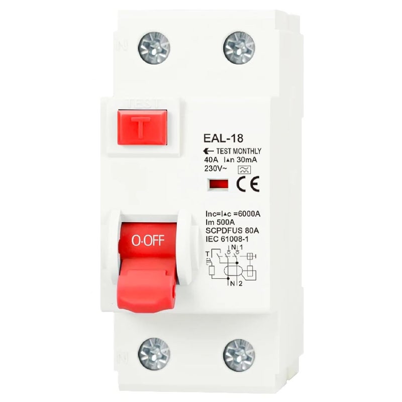 قاطع دائرة EAL 18 نوع A RCCB 40A 30mA 230V AC 300mA 4P 32A - Image 2