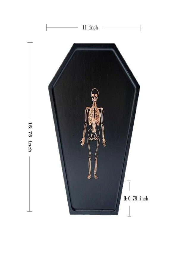 SADYFON Halloween Wood Coffin Charcuterie Board, Gothic Coffin Platter with Engraved Skeleton Design, Goth Home Decor Serving Tray for Cheese Candy Snacks - Image 2