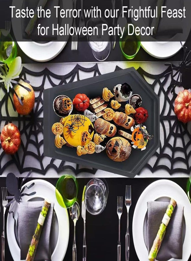 SADYFON Halloween Wood Coffin Charcuterie Board, Gothic Coffin Platter with Engraved Skeleton Design, Goth Home Decor Serving Tray for Cheese Candy Snacks - Image 3