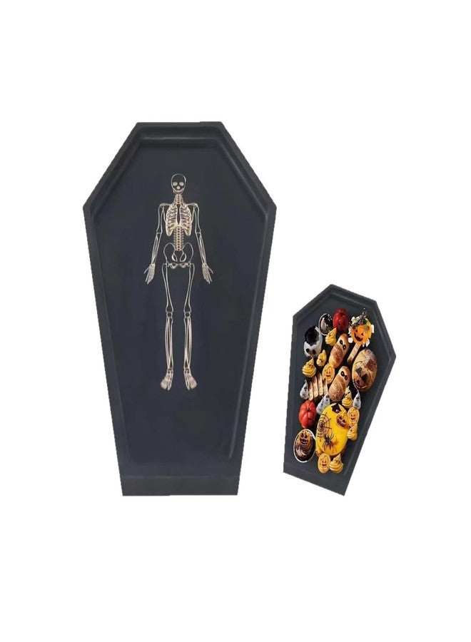 SADYFON Halloween Wood Coffin Charcuterie Board, Gothic Coffin Platter with Engraved Skeleton Design, Goth Home Decor Serving Tray for Cheese Candy Snacks - Image 5