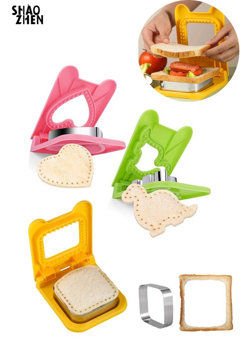 SHAOZHEN 3PCS Sandwich Maker,Sandwich Cutters for Kids Lunch,Crustless Breakfast Sandwich Cutter and Sealer Set Great for Children Boys Girls Lunchbox and Bento Box - Image 1