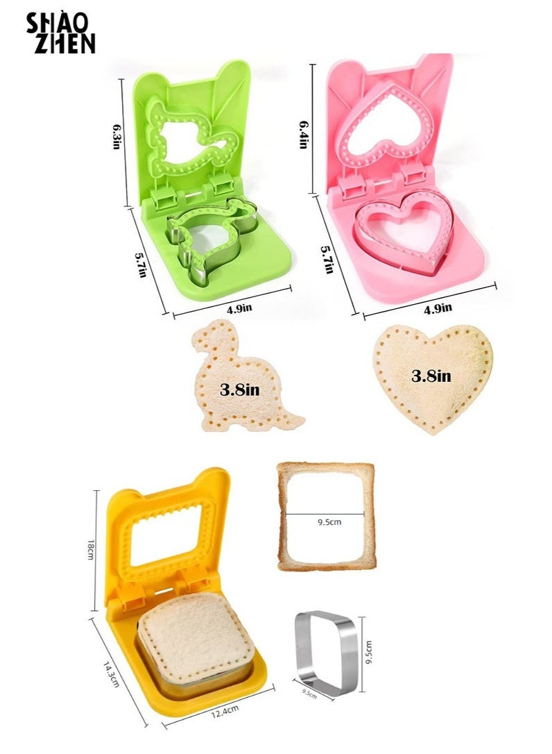 SHAOZHEN 3PCS Sandwich Maker,Sandwich Cutters for Kids Lunch,Crustless Breakfast Sandwich Cutter and Sealer Set Great for Children Boys Girls Lunchbox and Bento Box - Image 2