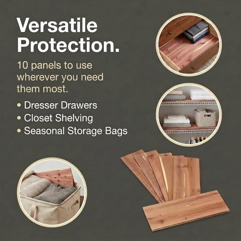 Household Essentials 25012-1 Cedarline Collection Cedar Wood Panels for Closet Storage | 10 Piece Value Pack - Image 3