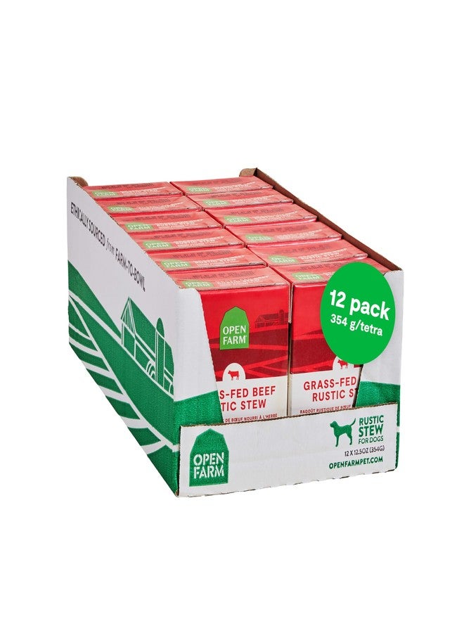 Open Farm طعام الكلاب الرطب من أوبن فارم روستيك ستيوز، خالٍ من الحبوب، كامل ومتوازن بمكونات صالحة للاستهلاك البشري، لحم ومرق عظام من حيوانات تربى بطريقة إنسانية، وصفة لحم بقري يتغذى على العشب، عبوات 12.5 أونصة (كرتونة من 12 عبوة) - Image 1