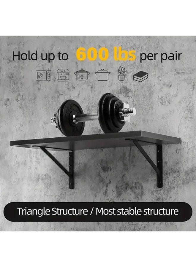 12 Pcs 10 Inch Heavy Duty Metal L Shaped Wall Mount Shelf Brackets Black Iron - Image 4