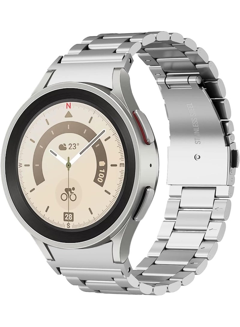 Metal Strap Compatible with Samsung Galaxy Watch 4/5/6 44mm 40mm/5 Pro 45mm/Galaxy Watch 4 44mm 40mm/4 Classic 46mm 42mm, 20mm Stainless Steel Replacement Watch Strap Band for Men - Image 1