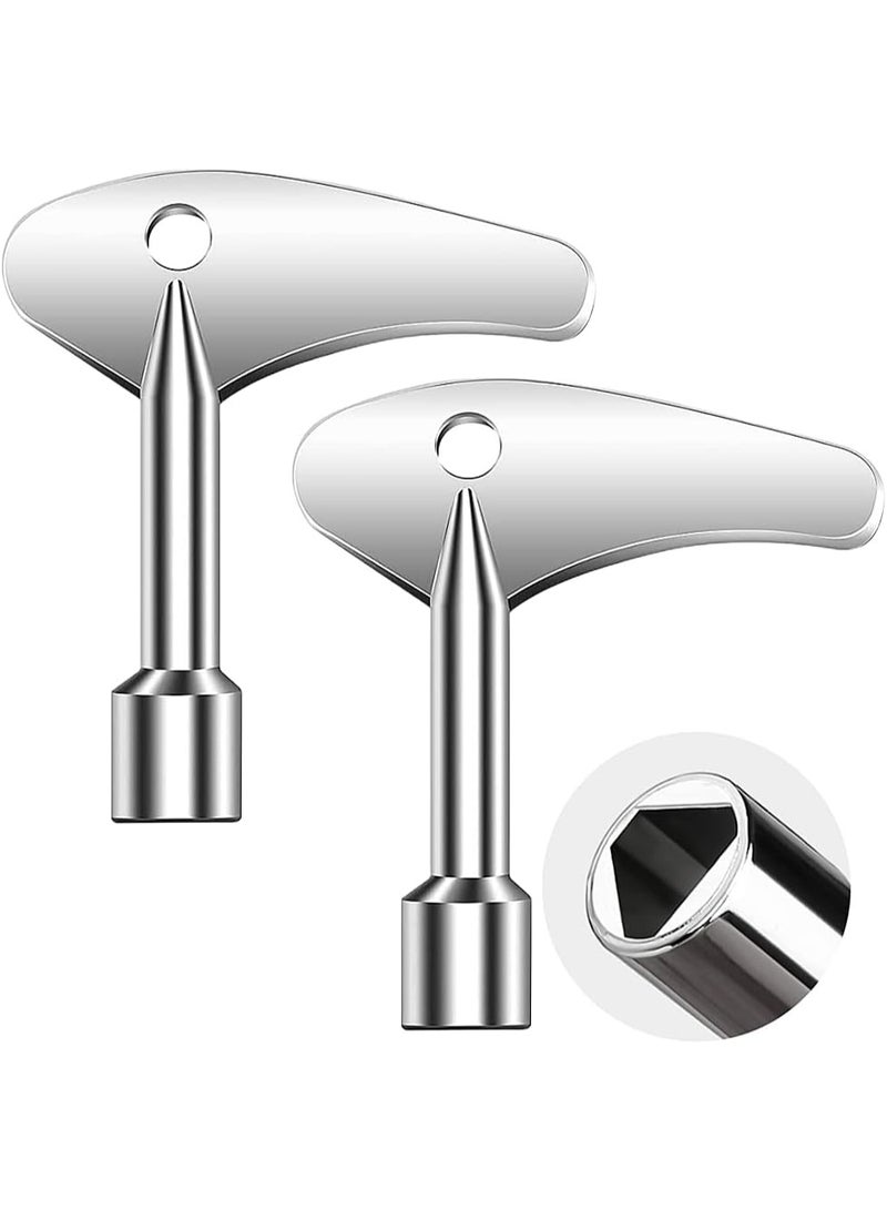 MJZ 2 Pcs Triangular Key Inner Triangle Spanner Key Stainless Steel Multi-Functional Utilities Key Elevator Emergency Lift Door Lock Keys - Image 1