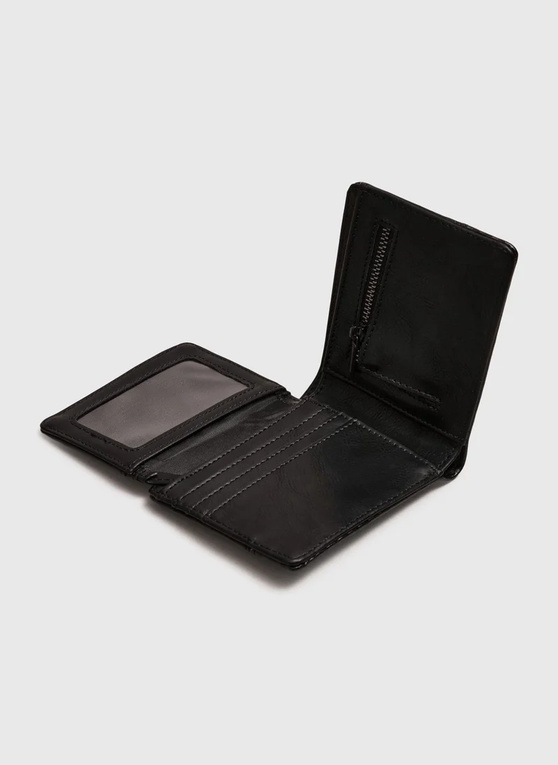 Matalan Black Woven Faux Leather Boxed Wallet