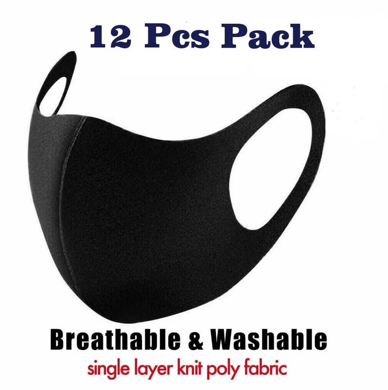 Bildos Anti-Pollution Reusable and Washable Face Mask for Adult, Unisex, Soft Breathable Fabric (Black) - Pack of 12 - Image 2