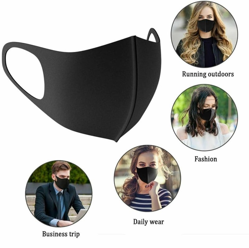 Bildos Anti-Pollution Reusable and Washable Face Mask for Adult, Unisex, Soft Breathable Fabric (Black) - Pack of 12 - Image 3