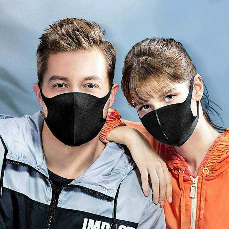 Bildos Anti-Pollution Reusable and Washable Face Mask for Adult, Unisex, Soft Breathable Fabric (Black) - Pack of 12 - Image 4