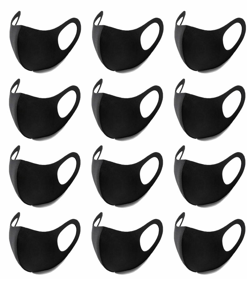 Bildos Anti-Pollution Reusable and Washable Face Mask for Adult, Unisex, Soft Breathable Fabric (Black) - Pack of 12 - Image 1