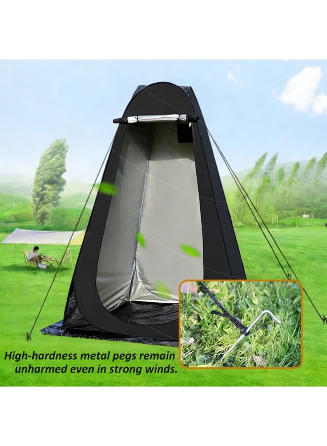 YY-ريشير خيمة استحمام قابلة للطي، 150 سم × 190 سم، مأوى خارجي قابل للطي يوفر الخصوصية مع نافذة للتخييم والشاطئ، خيمة حمام وغرفة تغيير ملابس محمولة - Image 2