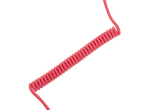 ASCENY Coiled & Double-Sleeved Mechanical Keyboard Cable, for Type-C Mechanical Keyboards (Red) - Image 3