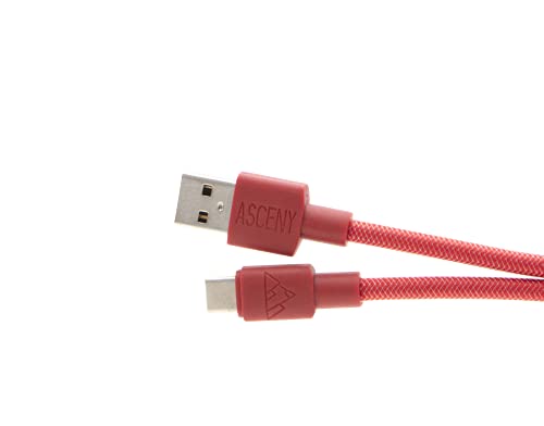ASCENY Coiled & Double-Sleeved Mechanical Keyboard Cable, for Type-C Mechanical Keyboards (Red) - Image 2