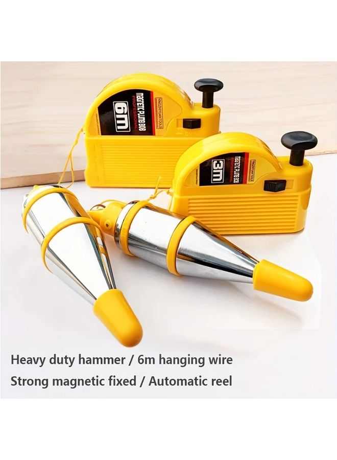 Magnetic Plumb Bob With 6 Meters 236 Inches Auto Winding Rope Heavy Duty - Image 5